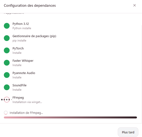 Installation des dependances